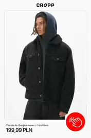 Cropp gazetka tydzień 36 Strona 7: Czarna kurtka jeansowa z futerkiem Cropp €199,99