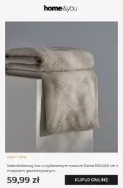 Home&You gazetka Strona 3: Jednokolorowy koc z wytłoczonym wzorem Esme 150x200 cm z motywem geometrycznym Home & You €59,99