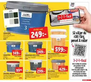 Jem&Fix reklamblad Sida 3: LUXI GOLVFÄRG €429,00, LUXI VÄGGFÄRG €249,00