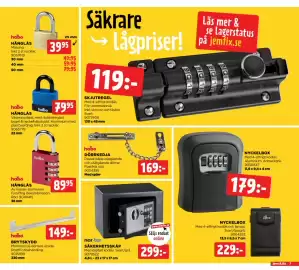 Jem&Fix reklamblad Sida 7: NYCKELBOX €179,00, HÄNGLÅS