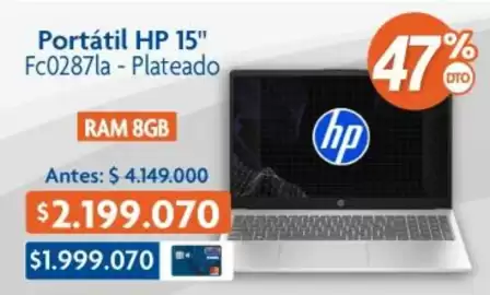 Catálogo Alkosto Página 8: Hp - portátil 15 fc0287la - plateado €2.199.070,00