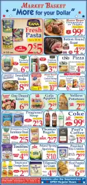Market Basket weekly ad week 37 Page 1: Poland Spring Sparkling €10,00, Gala Apples €2,49