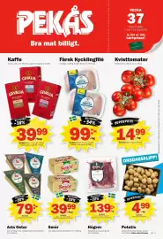 Pekås reklamblad vecka 37 Sida 1: Färsk Kycklingfilé, Medlemspris, Högrev, Medlemspris