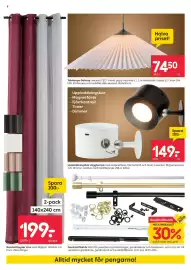 Rusta reklamblad vecka 37 Sida 8: Taklampa Galway €74,50, Gardinlängder Lina €199,00
