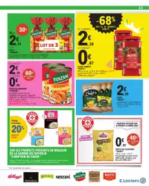Catalogue E.Leclerc page 23: PANZANI Spaghetti tomate chorizo €3,35, PANZANI Coquillage Les créatives €2,34