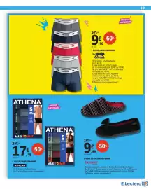 Catalogue E.Leclerc page 39: ATHENA BOXERS €17,45, AIRNESS BOXERS HOMME €9,90