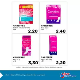 Volantino Iper Tosano settimana 37 Pagina 6: Carefree Plus large €2,40, Carefree Cotton senza profumo €2,20