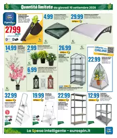Volantino Eurospin Pagina 17: Serra con 4 ripiani euro garden €26,99, Telo occhiellato €4,99