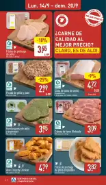 Folleto ALDI semana 38 Página 6: Cabeza de lomo fileteada €3,09, Hamburguesa de pollo y espinacas €3,95