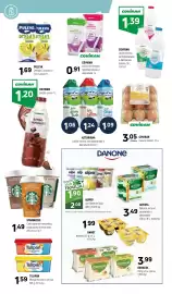 Catálogo Coviran Página 6: Asturiana leche entera semidesnatada o desnatada €1,09, Starbucks café caramel macchiato €1,49