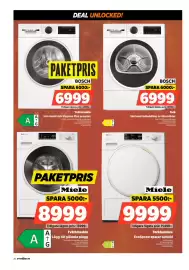 Power reklamblad vecka 37 Sida 26: Miele Torktumlare EcoSpeed sparar torktid €9.999,00, Bosch Tork €6.999,00