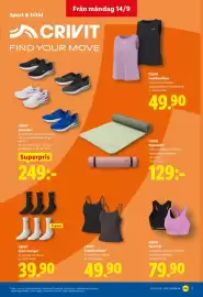 Lidl reklamblad vecka 38 Sida 17: Crivit sportstrumpor €39,90, Crivit funktionslinne €49,90