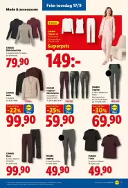 Lidl reklamblad vecka 38 Sida 22: Esmara byxor €99,90, Esmara T-shirt €49,90