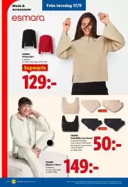 Lidl reklamblad vecka 38 Sida 23: Esmara stickad tröja €129,00, Esmara underkläder, laserskurna €50,00