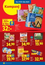 Lidl reklamblad vecka 38 Sida 26: Findus Ärter €19,90, Fontana grilloumi-burgare €34,90