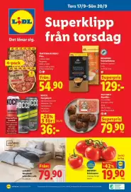 Lidl reklamblad vecka 38 Sida 28: Matriket kvisttomater €19,90, Livarno sängkläder mikrofiber satin €79,90