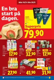 Lidl reklamblad vecka 38 Sida 6: Matriket skivad skinka €32,90, Arla mejeri-produkter €17,90
