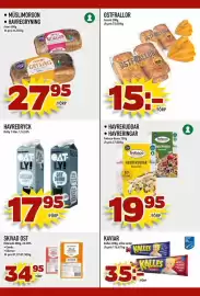 Din Mat reklamblad vecka 37 Sida 4: Fazer Müslimorgon Havregryning €27,95, Ostfrallor med till ost €15,00