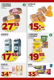 Matdax reklamblad vecka 37 Sida 19: Fazer Müslimorgon Havregryning €27,95, Ostfrallor €15,00