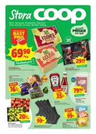 Stora Coop reklamblad vecka 37 Sida 1: Pågen bröd €16,00, Schysst Käk Kebab €99,00
