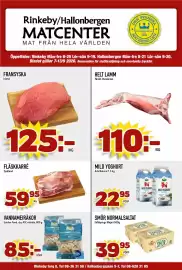 Rinkeby Matcenter reklamblad vecka 37 Sida 1: Fransyska €125,00, Helt lamm €110,00