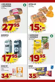 Rinkeby Matcenter reklamblad vecka 37 Sida 4: Fazer Müslimorgon Havregryning €27,95, Garant ostfrallor €15,00