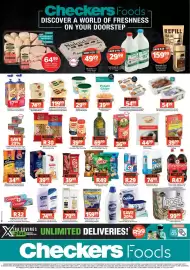 Checkers catalogue Page 1: Simba Potato Chips €49,00, Bakers Rusks €39,99