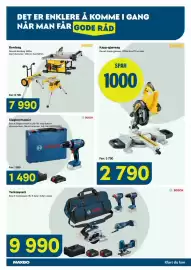 Maxbo kundeavis Side 10: DeWalt Bordsag 1850w €7.990,00, Bosch Slagbormaskin gsb 18v med batteri €1.490,00