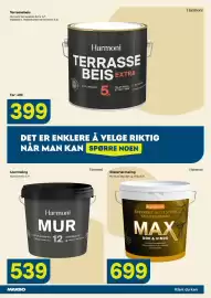 Maxbo kundeavis Side 5: Harmoni eksteriørmaling max dør og vindu €699,00, Harmoni Mur €539,00