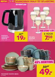 Xenos folder Pagina 14: Inventum waterkoker €19,00, Wijnglas Gourmet €7,50