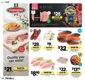 Drakes catalogue week 37 Page 4: Petuna Atlantic Salmon Portions Skin On €32,00, Australian Chicken Breast Fillets €8,90