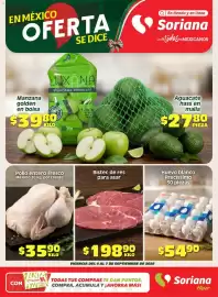 Folleto Soriana Híper Página 1: Huevo blanco €49,50, Manzana - golden en bolsa €39,80