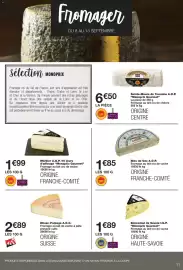 Catalogue Monoprix page 11: Etivaz d'alpage A.O.C. €2,89, Monoprix Gourmet Morbier A.O.P. €1,99