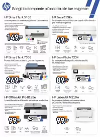 Volantino Unieuro settimana 37 Pagina 42: HP LaserJet M110w €99,99, HP Envy 6132e €49,99