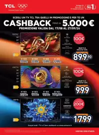 Volantino Unieuro settimana 37 Pagina 6: SMART TV 4K MINI LED 55" 55C8L €899,90, Onkyo TV 98P8L €1.799,00