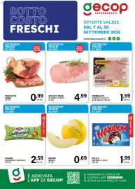 Volantino Gecop Pagina 1: Prosciutto crudo l'etto €0,99, Arista di suino in tranci in rete €4,99