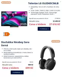 Datart leták Strana 3: Lg oled65c56lb €27.616,00, Niceboy Sluchátka Sora černá €699,00