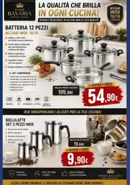 Volantino A Casa Mia Pagina 17: Bollilatte set 3 pezzi inox €9,90, Home Bavaria batteria 12 pezzi €54,90