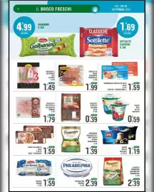 Volantino La Mimosa Supermercati Pagina 2: Wurstel di pollo e tacchino Selex €0,39, Pancetta a cubetti Selex €1,59