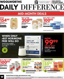 Woolworths catalogue Page 8: My Difference 100% Fruit & Vegetable Juice Blends €85,00, Italian Macaroni Cheese €154,99