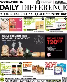 Woolworths catalogue Page 1: Ayrshire Plain Yoghurt €96,00, Selected Cheese €220,00