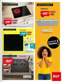 Catalogue BUT page 11: BOSCH PLAQUE VITROCÉRAMIQUE €239,99, Brandt TABLE DE CUISSON MIXTE €299,99