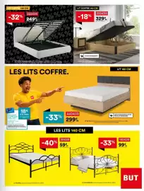 Catalogue BUT page 23: NAMOSI LIT COFFRE €329,99, LIT 160 TALLY €299,99