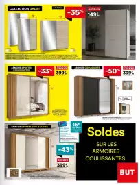 Catalogue BUT page 27: DHARA ARMOIRE 2 PORTES COULISSANTES €399,99, ARMOIRE COULISSANTE MOZZATE €399,99