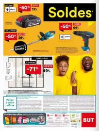 Catalogue BUT page 30: BATTERIE MELOS €19,99, KATO Taille-haies €29,99