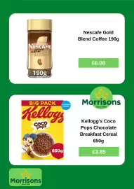 Morrisons leaflet week 37 Page 2: Nescafe gold blend coffee €6,00, Kellogg's Coco Pops Chocolate Breakfast Cereal €3,85