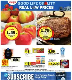 Meijer weekly ad week 37 Page 1: Bulk Honeycrisp Apples €1,49, Meijer potato chips €6,00