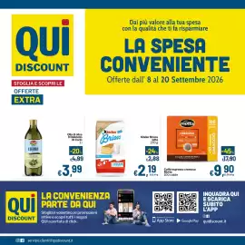 Volantino Qui Discount Pagina 1: Kinder Brioss latte €2,19, Olio di oliva Il Deliziolio Di Carlo €3,99