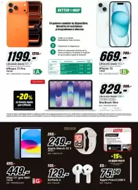 Folleto MediaMarkt Página 12: MacBook Neo €829,00, Iphone 15 128gb €669,00
