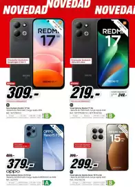 Folleto MediaMarkt Página 14: Oppo smartphone reno 15 fs 5g €379,00, Redmi 17 5g €309,00